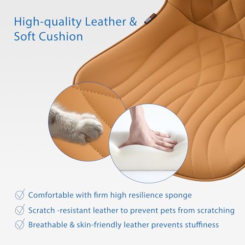 Image of YOUNIKE Office Chair, Armless Desk Chair with Wheels, Adjustable Swivel Home Office Computer Task Chairs, Modern Faux Leather Upholstered Vanity Chair with Back, Saffron Tan