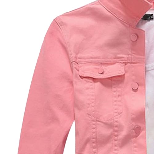 Chaqueta vaquera rosa de hombre con solapa y manga larga miniatura 3