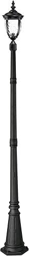 John Timberland Bellagio - Luz de poste tradicional para exteriores con poste de base plana texturizado, color negro de 99 34 pulgadas, vidrio