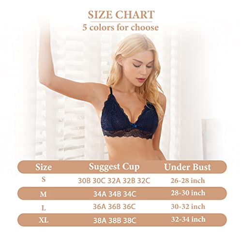 Raychic Lace Bralettes For Women No Underwire Sexy Triangle See Thru V Neck Unpadded Bra thumb #5