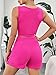 WDIRARA Women's 2 Piece Outfit Cut Out Waist Crop Tank Top and Split Hem Skort Set Hot Pink XS