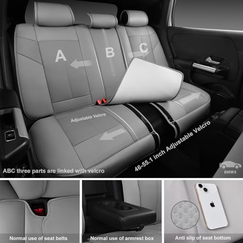 Image of CAR PASS Nappa Leather Seat Covers, Breathable Waterproof Car Seat Covers Full Set, Luxury Leather Front and Back Seats Full Coverage, Universal Fit SUV Pick-up Truck Sedan Automotive(Gray)