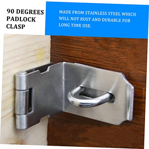 Image of DOITOOL 2pcs Right Angle Stainless Steel Door Hasp Lock for Cabinets Easy to Install Latch Buckle Secure Padlock Accessory for Furniture Doors