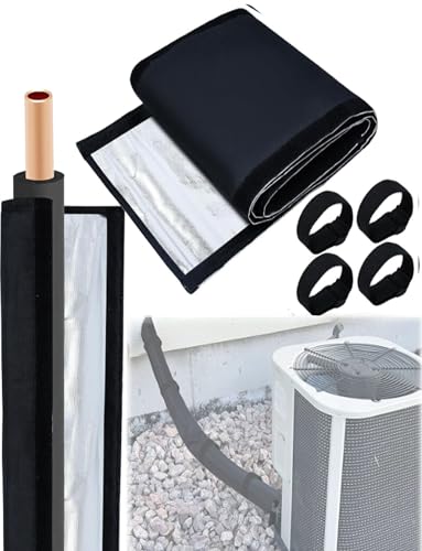 Weatherproof 3-Layer HVAC Pipe Insulation Cover, 59/78x10.6In Fabric Sleeve for Outdoor AC Line Protection on Central Air and Mi