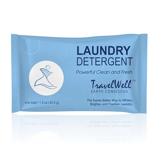 Travel Well Travel Laundry Detergent Powder Bulk - Individually Wrapped Multi Pack - 200 Packets (1.5 oz per bag) - Non Toxic AirBnb Supplies - For Clean & Fresh Clothes - Stain Remover Powder