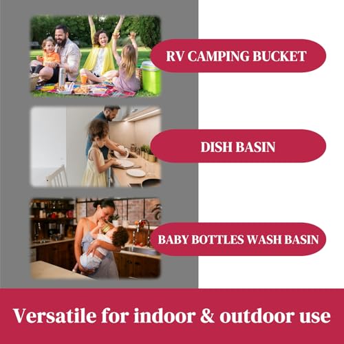 Image of GIMWA Collapsible Wash Basin for Baby Bottles - 2.4 Gallons Portable Dish Basin for RV Camping Sink, Space-Saving Dish Tub For Bottle Washing (Viva Magenta)