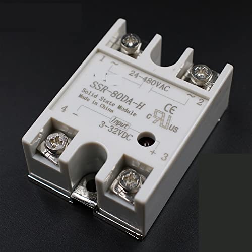 Relé de estado sólido SSR-80DA-H 80A de 3-32V CC a 90-480V CA para control térmico