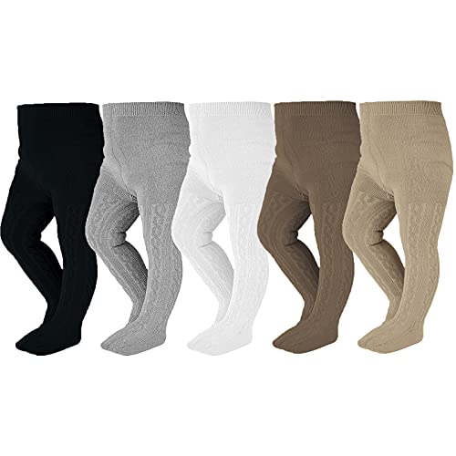 Image of EPEIUS Baby Girl Tights Thick Cable Knit Leggings Stockings Cotton Pantyhose for Newborn Infant Toddler 3/4/5/6 Pack