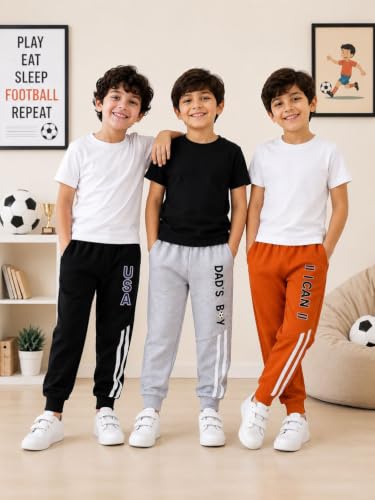Image of Googo Gaaga Boys Trouser | Cotton Jogger Trousers Pack of 3