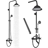 Gmusre Oil Rubbed Bronze Bathroom Shower Faucet Set Outdoor Shower Fixture 8 Inch Rainfall Shower He