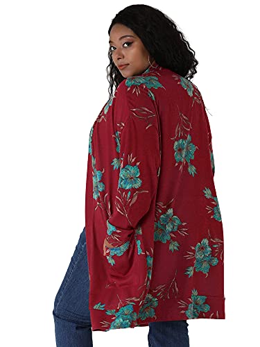 Image of Agnes Orinda Women's Plus Size Lightweight Cardigan Casual Soft Long Sleeve Floral Knit Cardigans with Pockets