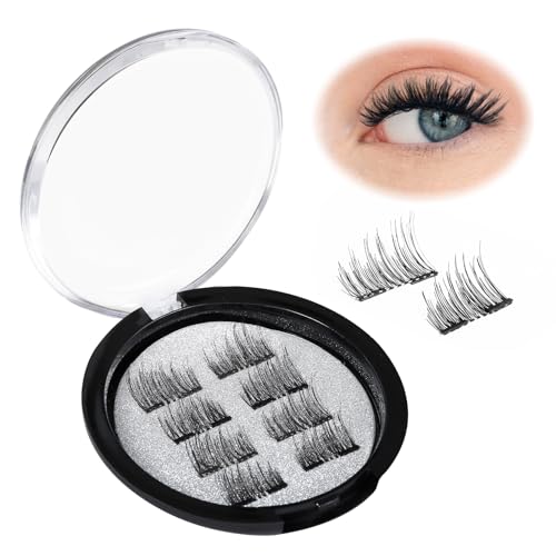 Naler 8pcs Magnetic Fake Eye Lashes Reusable False Lashes Natural Look 3D Effect Waterproof False/Fake Eyelashes Full Strip for Women Ladies Girls Make Up Makeup Cosmetic