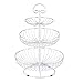 Cesta per Frutta 3 Ripiani Bianca Portafrutta Metallo 30 x 46 cm Fruttiera Moderno Grande Portafrutta da Tavolo