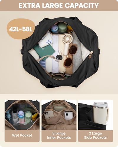 LOVEVOOK Travel Duffle Bag, Puffer Weekender Bags for Women with Shoe Compartment, Carry On Overnight Hospital Bag, Gym Tote3