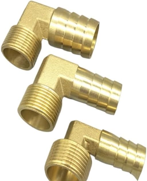 Brass Elbow 8pcs Brass Hose Barb Fitting Elbow Male Thread Connector Joint Adapter For RV Water Hoses(10mm Barb,3/8")