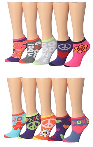 Image of Tipi Toe Women's 10 Pairs Lightweight Colorful Socks - Fun Low Cut Patterns for All-Day Comfort and Easy Everyday Style
