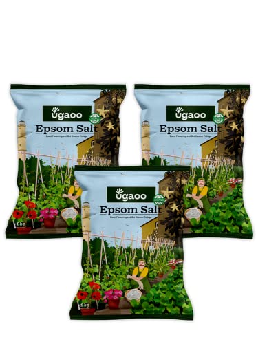 Ugaoo Sal de Epsom para el crecimiento de las plantas, fertilizante orgánico de sulfato de magnesio (3 kg)
