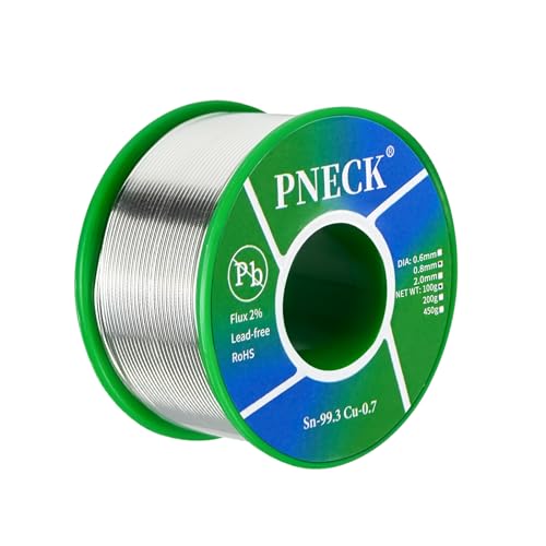 PNECK Lead Free Solder Wire Sn99.3 Cu0.7 with Rosin Core for Electrical Soldering, 0.032