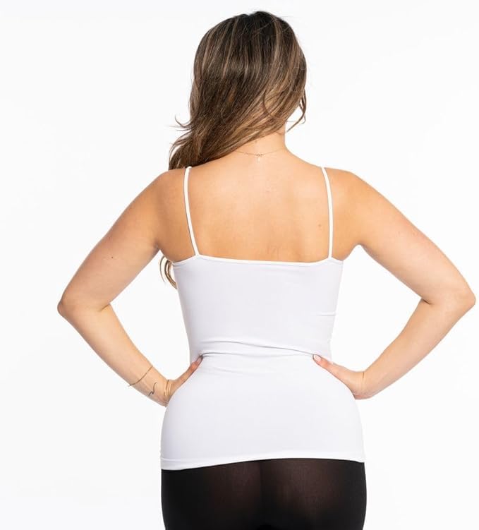 Image of Malibu Sugar Womens Camisole Tank Tops - Seamless Fitted Spaghetti Strap Cami Stretch Basic Womens Camisole for Layering XS-M