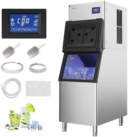 Real Relax Commercial Ice Machine 400LBS/24H, ETL Approved Industrial Ice Maker Machine with 330 LBS Storage Bin, Ice Scoop, Auto Self-Cleaning, LCD Display for Restaurant Bar Café: Amazon.com