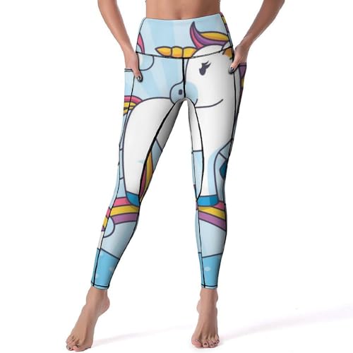 Legging yoga femmes Licorne Bleue pantalon de sport gym fitness jogging S