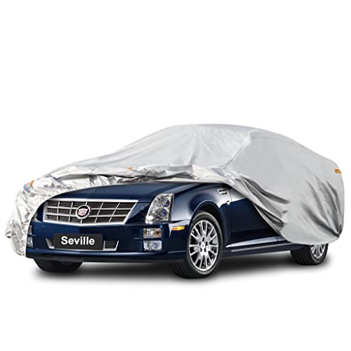 Waterproof Car Cover for Cadillac Seville 1991-2004, 5 Layers Compatible with Cadillac Seville All Weather, Snowproof Windproof Rain Ice Sun UV Protec