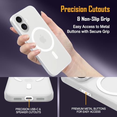 Image of ZAP CASE Paper Thin Case for iPhone 16 | Ultra-Slim 0.5 mm Back Cover | Metal Buttons | Lightweight | Matte Finish | Anti-Fingerprint | Scratch Resistant | Camera Protection | Magsafe | White