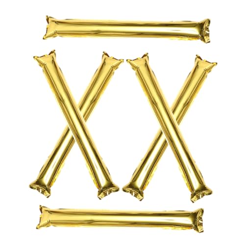 VICASKY 6pcs Gold Inflatable Cheering Sticks Plastic Noise Makers for Sports Events Party Accessories Fan Props