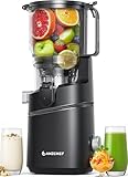 AMZCHEF Cold Press Juicers, 6.5" Self-Feeding Juicer Machines for Whole Vegetable & Fruit, Masticating Juice Easy to Clean, High Juice Yield, Large Auger, Triple Strainers Black