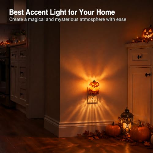 Image of JandCase Halloween Night Light, RGB Color Night Lights Plug into Wall | Cute & Funny Pumpkin Night Light for Kid, Plug in Nightlight with Dynamic RGB Running\Jumping Light for Halloween Party Decor