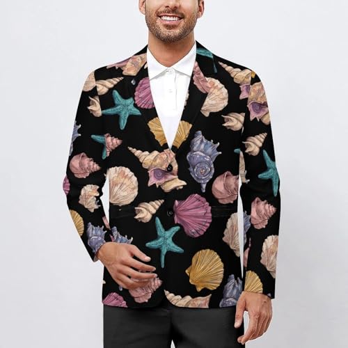Shells Conchs And Starfish Men's Blazer Printed Button Suit Jacket Slim Sport Coat Blazers2