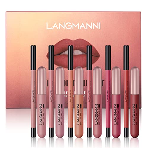 Petansy Lip Liner And Lipstick Set 6 Colors Matte Lipgloss + 6 Colors Matte Lip Liner Set Velvety Nude Liquid Lipstick Make Up Gift Set #TOP1