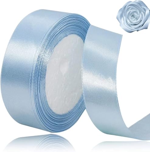 Light Blue Ribbon 1 inch x 25 Yards,Baby Blue Solid Color Fabric Ribbon for Anniversaries, Crafting, Weddings, Party Decorations, Christmas, Halloween, Bows, Birthday Gifts, Sewing and Gift Wrapping