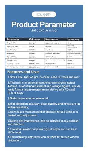 Sensor de par estático DYJN-104 transductor de torsión 100N.m para bancos de prueba 3