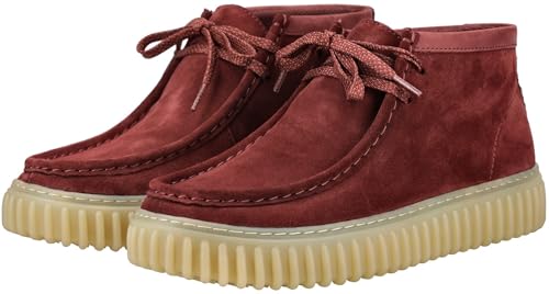 Clarks Para Hombre. 26183423 Botines De Piel Torhill Hi Granate (42.5), Plano, Ante, Cordones, Casual - 3