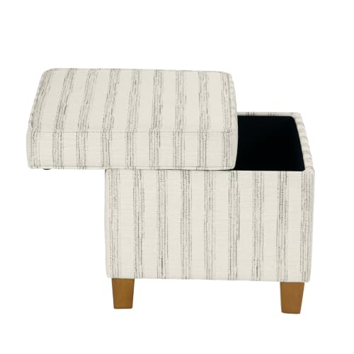 Image of HomePop 18 inch Classic Square Storage Ottoman - Gray & Cream Stripe
