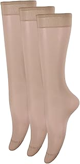 سيلفي شرابات قابلة للتمدد بطول الركبة للنساء، مجموعة من 3 قطع (عبوة من 3 قطع)