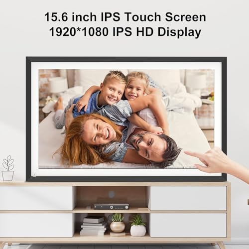 Image of Large Digital Photo Frame 15.6-inch Electronic Photo Frame - Smart Photo Display FHD 1080P IPS Touch Screen, 32GB, Wall Mountable, Send Photos Videos Via App, Email, Best Gifts Choice for Mom and Dad