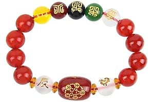Feng Shui Black & Red Obsidian Five-Element Wealth Prosperity Bracelet