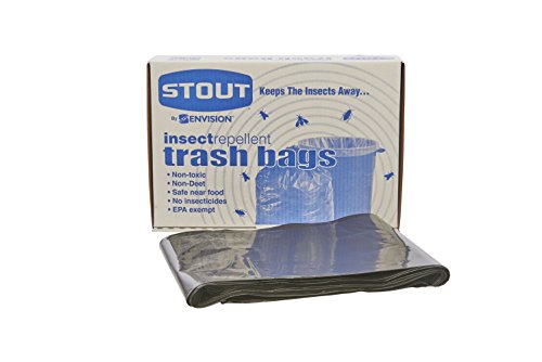 Stout by Envision P4045K20 Insect-Repellent Trash Garbage Bags, 45gal, 2mil, 40 x 45, Black (Box of 65)