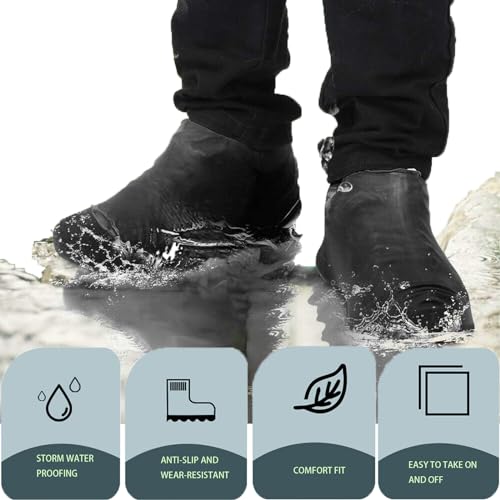 Ahigh Schuhüberzieher wasserdicht,[3 Paare]Zügeregenschutz schuhe für Männer und Frauen,Einweg/Mehrweg Latex-überschuhe mit rutschfesten wasserdicht für Regen,Schneetag,Wüstenstrand,Schlammige Straßen