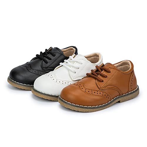 Image of KIDSUN Toddler Dress Shoes Boys Girls Lace Up Oxford Shoes School Uniform Loafer Flats Casual Wedding Party Shoes