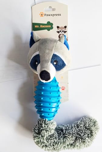 Image of Squeaky Dog Toy Plush No Filling Dog Chew Toy Cute Crinkle Small Animals Squeaky Toy for Puppy Tooth Training Chewing (Raccoon - Blue)