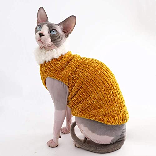 Sphynx Cat Clothes Winter Warm Faux Fur Sweater Outfit, Fashion High Collar Coat For Cats Pajamas For Cats And Small Dogs Apparel, Hairless Cat Shirts Sweaters (Xl (9.9-13.2 Lbs), Ginger) #TOP6