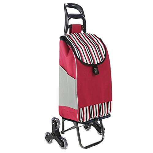 QXTT Escalade léger Pliable Shopping Chariot d'épicerie Chariot 6 Roue Oxford Tissu Mobilité Chariot Sac Panier Capacité du marché 39L Cover