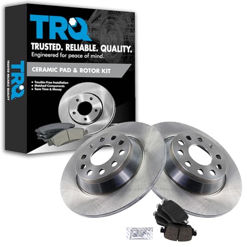 Image of TRQ Rear Brake Pad and Rotor Set Ceramic Solid Rotors