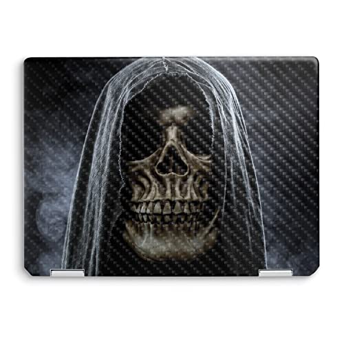 MightySkins Carbon Fiber Skin Compatible with HP Spectre x360 14" (2022) Full Wrap Kit - Reaper Skull | Protective, Durable Textured Carbon Fiber Finish | Easy to Apply | Made in The USA