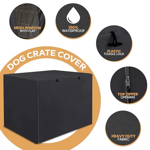 Utopia Home Dog Crate Cover, Waterproof Dog Kennel Cover 36 Inch - Black, 600D Heavy Duty Dog Cage Cover Universal Fit for Most Wire Pet Crates - 36 x 23 x 25 Inch (Cover Only) - Image 4