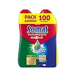 Somat Excellence Gel Anti-Grasa, detergente lavavajillas desengrasante, líquido en botella 50x2, 100 lavados