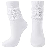 BOOPH Slouch Socks Women Scrunch Sock Knee High Slouchy Socks for Women Size 6-11 White